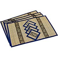 CCcollections Manteles Individuales y pasavasos 4 Unidades 2 tamaños Trenzado de caña Hecho a Mano y Exquisito Ribete…